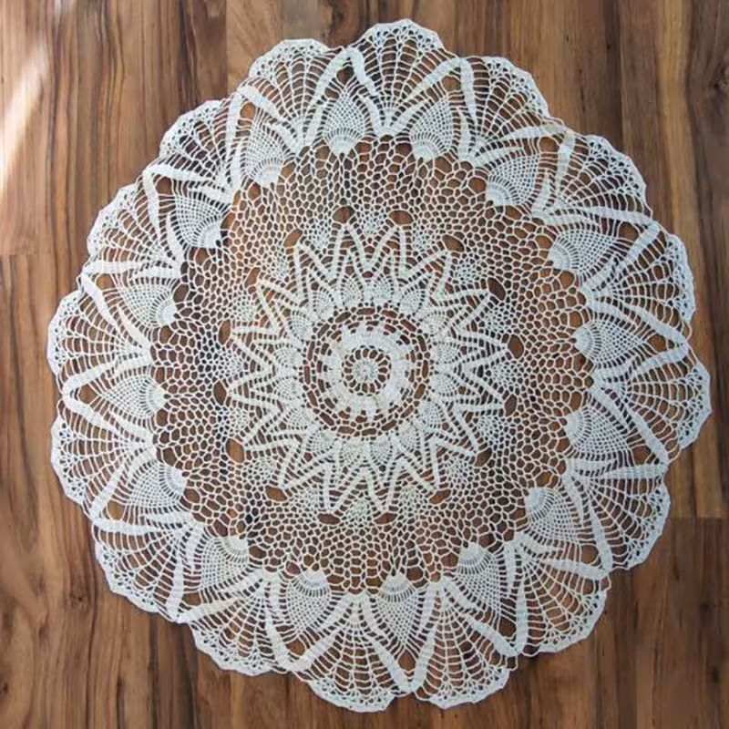 رومیزی قطر 70 قلاب بافی نخ ابریشم ،مناسب برای انواع میز و کنسول و هدیه