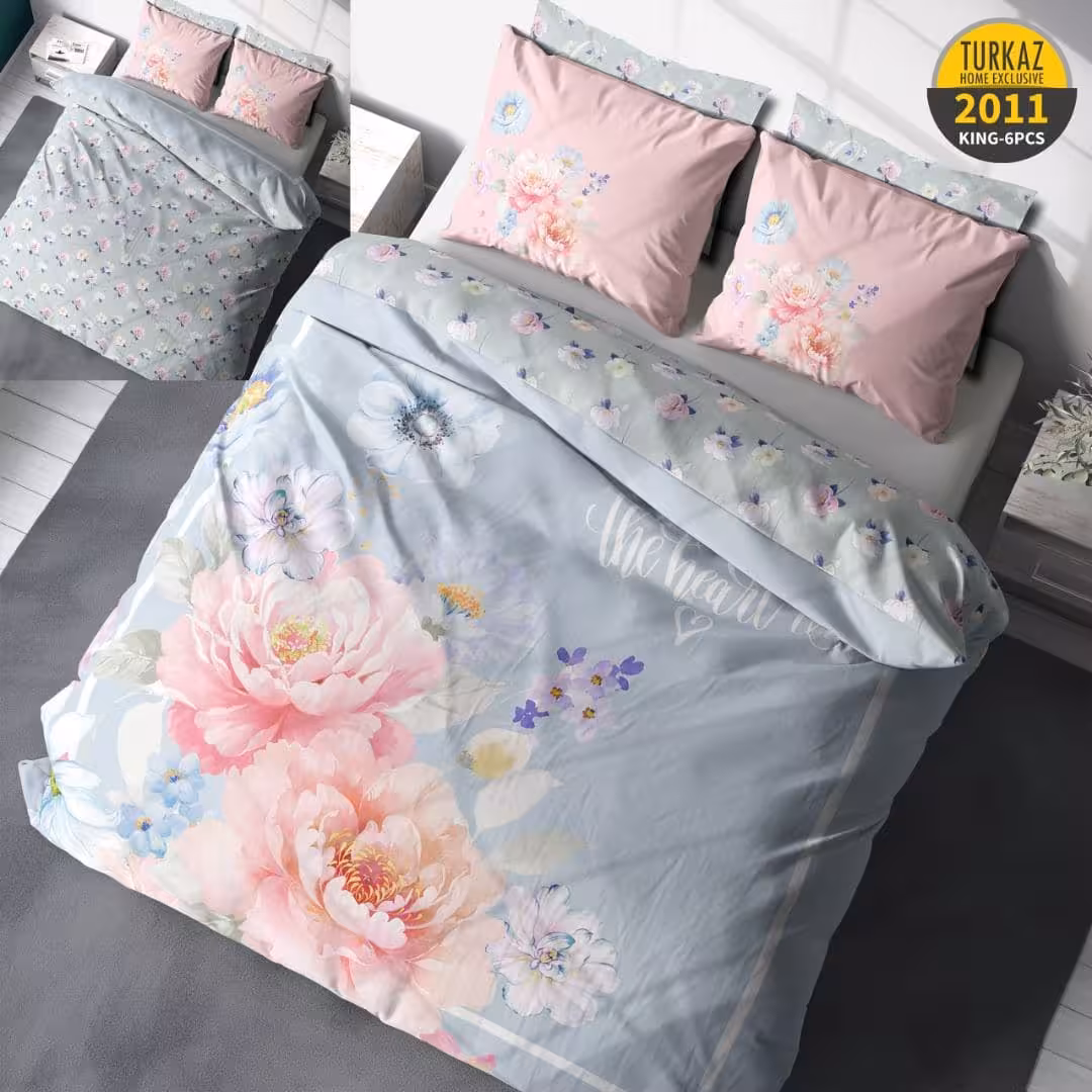 سرویس لحاف روتختی 2 نفره چاپی تنسل برند ترکاز(Turkaz) کد 2011