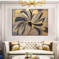 تابلو نقاشی ورق طلا طرح گل دکوراتیو نقش برجسته کد 0161