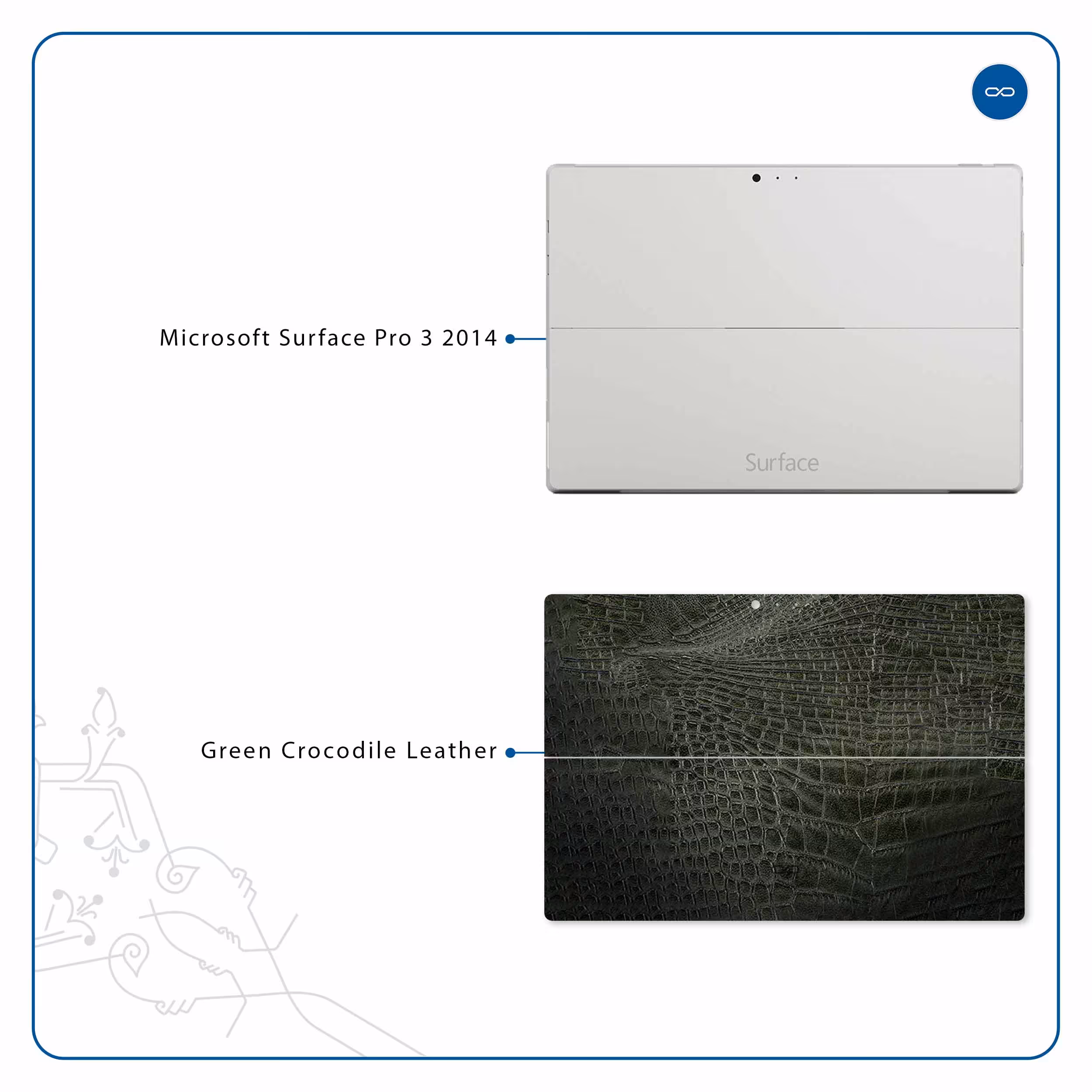 برچسب پوششی ماهوت مدل Green-Crocodile-Leather مناسب برای تبلت مایکروسافت Surface Pro 3 2014