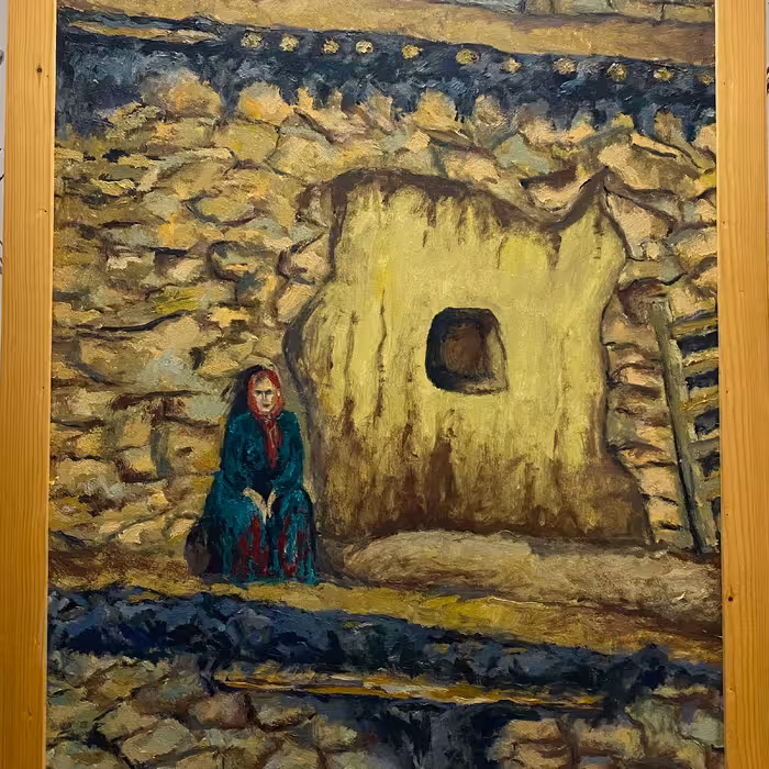 تابلو نقاشي رنگ روغن مدل سادگي روستا