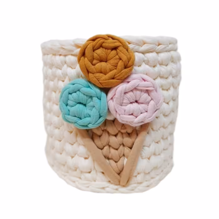 سبد تریکو بافی طرح بستنی قیفی