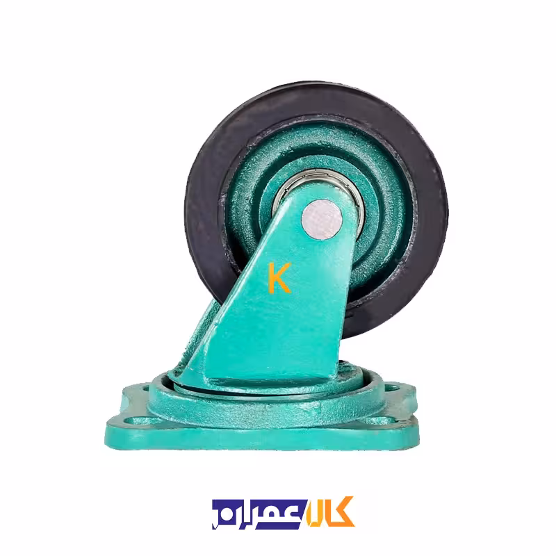 چرخ گردان چدنی سبز روکش لاستیکی