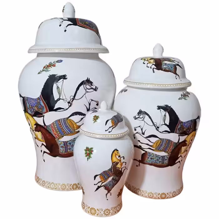 بانکه مدل جینجر جار طرح اسب هرمس کد 232 مجموعه 3 عددی