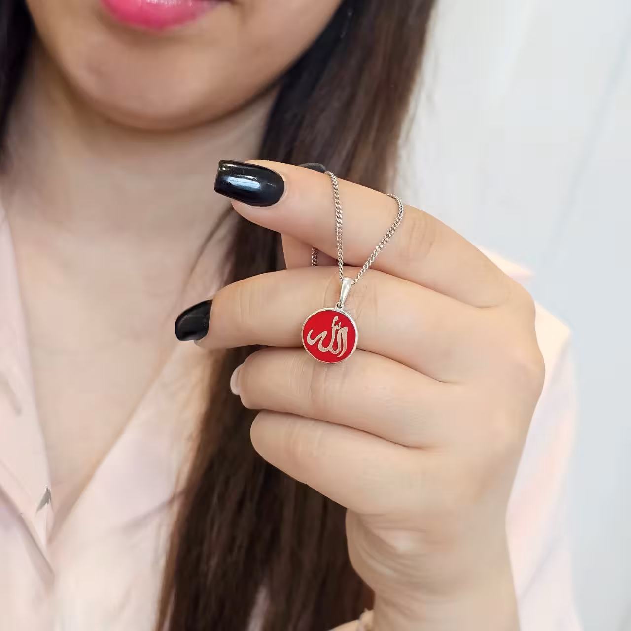 گردنبند میناکاری شده زنانه نقره کد 20403