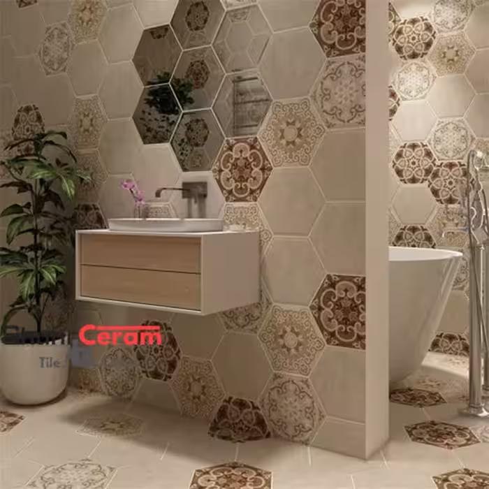 سرامیک شش ضلعی سویا زمینه 24.5*21 ایفا سرام