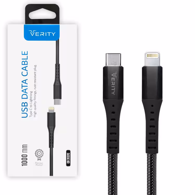 کابل دیتا و شارژ Type-C به آیفون VERITY مدل 3132 مشکی