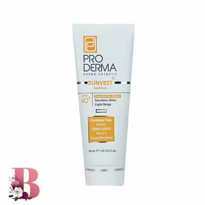 کرم ضد آفتاب فیزیکال   SPF 40 پرودرما بژ روشن 40 میلی لیتر | Physical sunscreen   SPF 40 Proderma light beige 40 ml