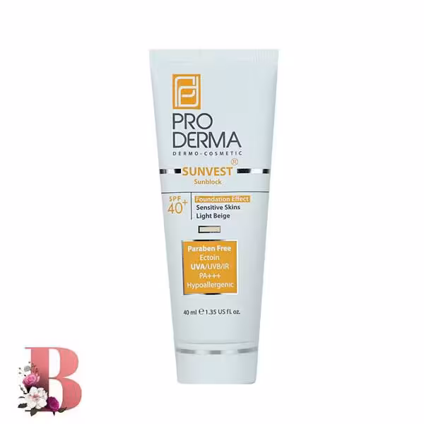 کرم ضد آفتاب فیزیکال   SPF 40 پرودرما بژ روشن 40 میلی لیتر | Physical sunscreen   SPF 40 Proderma light beige 40 ml