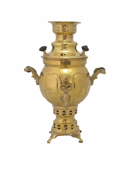 سماور زغالی برنجی زرد 1/5 لیتر