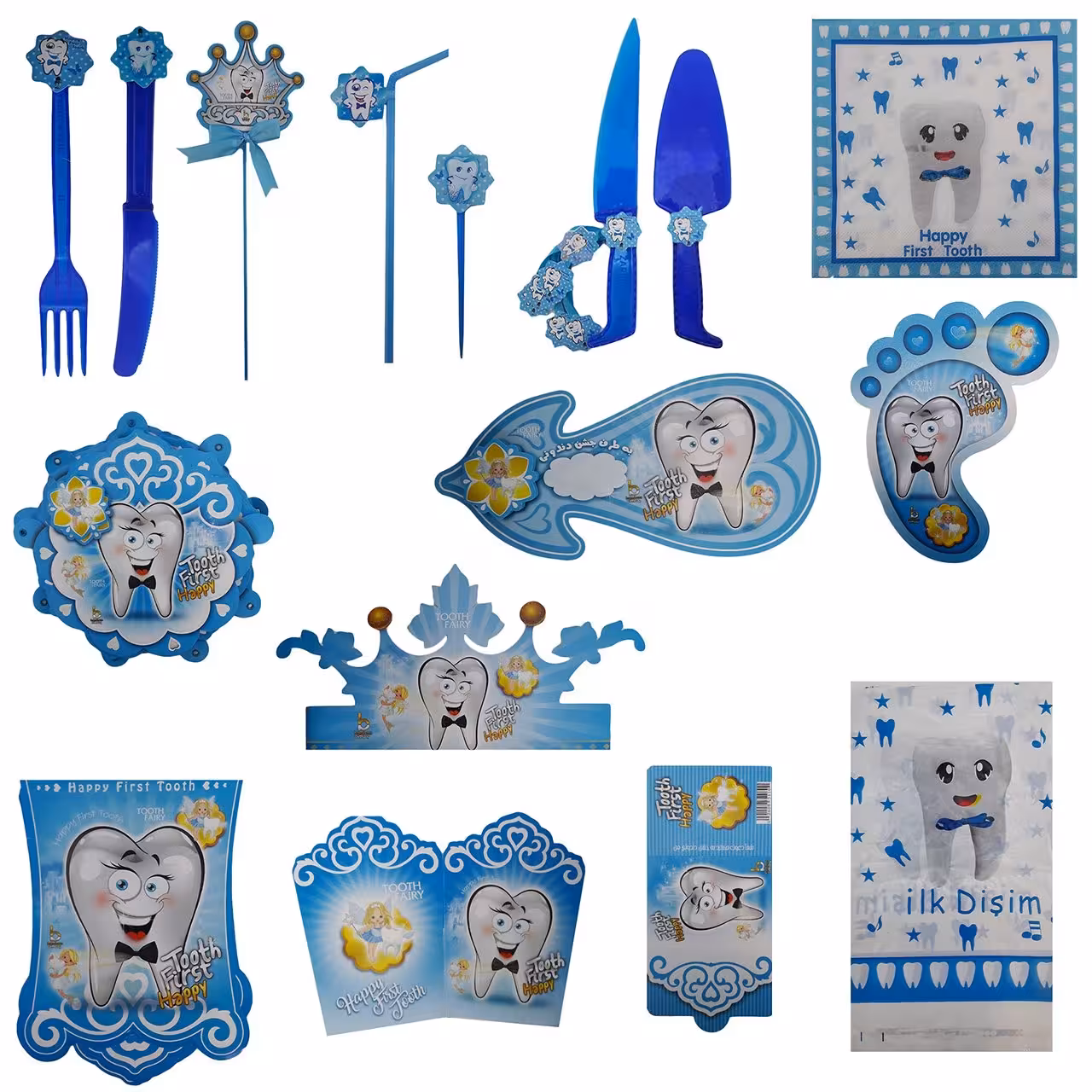 پک جشن تولد گالری زیبا باکس مدل تم دندونی آبی سایز 300 × 180