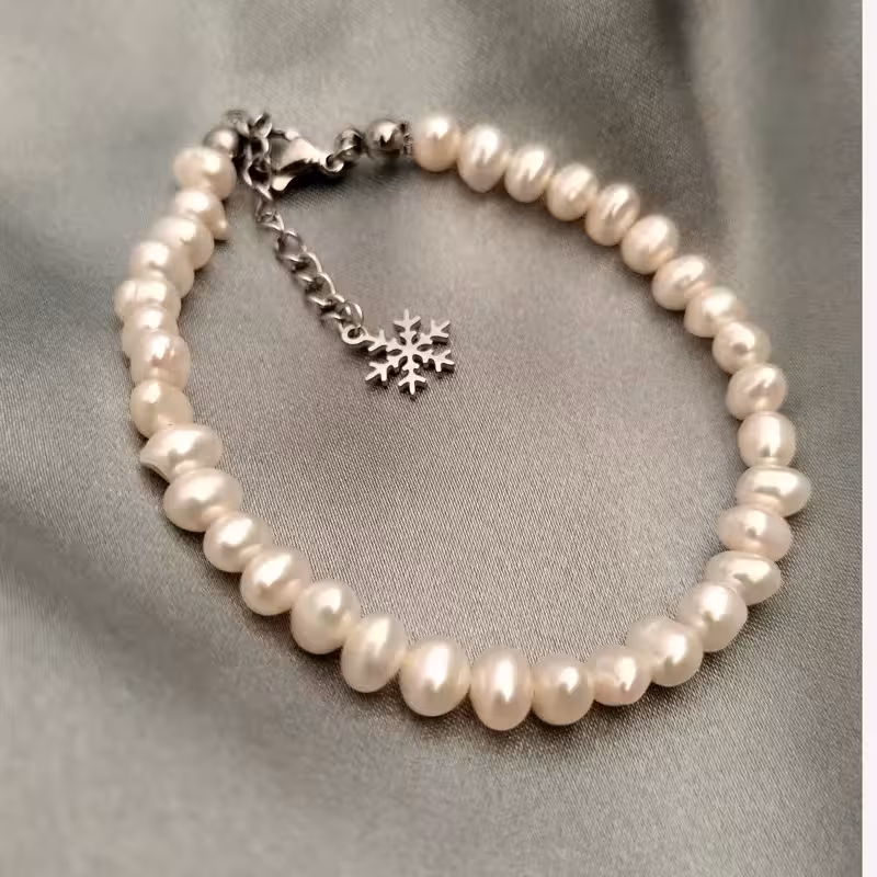 دستبند مروارید پرورشی 4 میل قفل استیل mv9