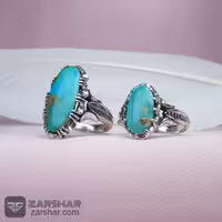 ست فیروزه نیشابوری با رکاب ماشینی چنگ دار