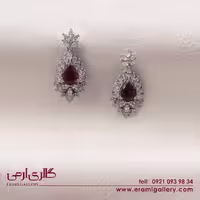 گوشواره نقره طرح جواهر نگین قرمز ES_3713