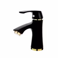 شیر روشویی مدل لوتوس مشکی طلایی