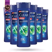 6 عدد شامپو مردانه کلیر CLEAR مدل کنترل خارش با اثر خنک‌کننده Cooling Itch Control حجم 315 میلی‌لیتر (اورجینال)