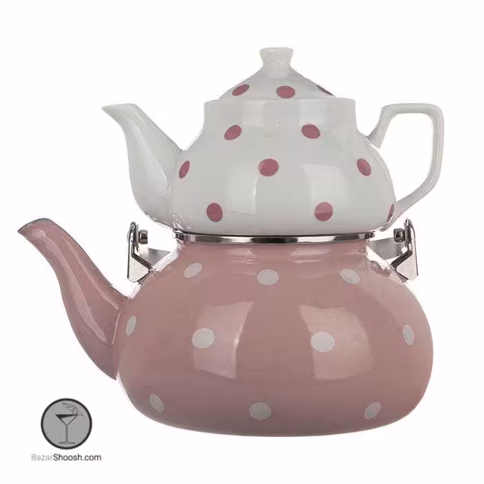 ست کتری و قوری رنگی خال خالی