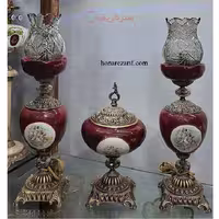ست چراغ و شکات خوری سرامیکی سایز کوچک با آبکاری