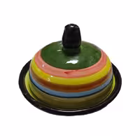 ظرف کره خوری سفالی طرح رنگین کمان