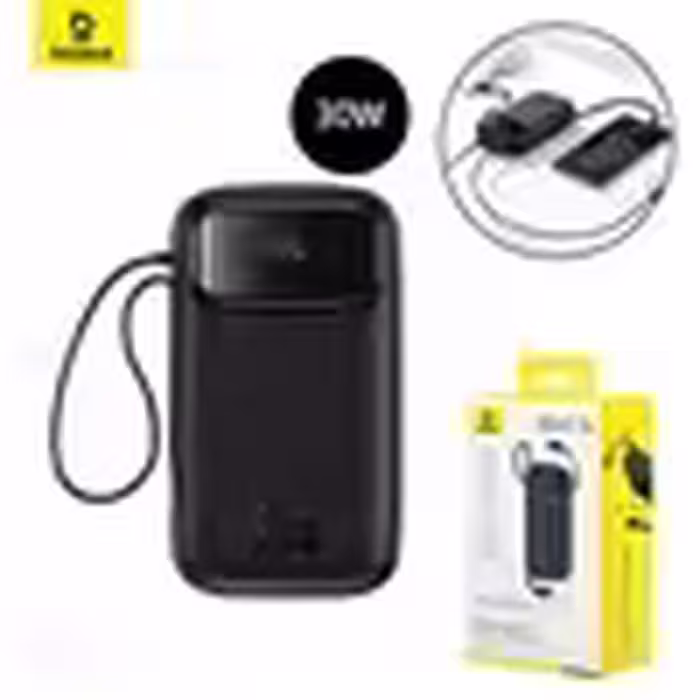 پاوربانک 20000 بیسوس Baseus QPow 2 P10055009113-00 توان 30 وات با کابل متصل