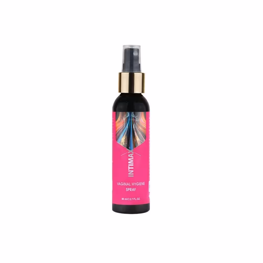 اسپری خوشبو کننده بهداشتی واژینال ( عطر بیکینی ) اینتی مکس رایحه بامشل (صورتی) حجم 80ml