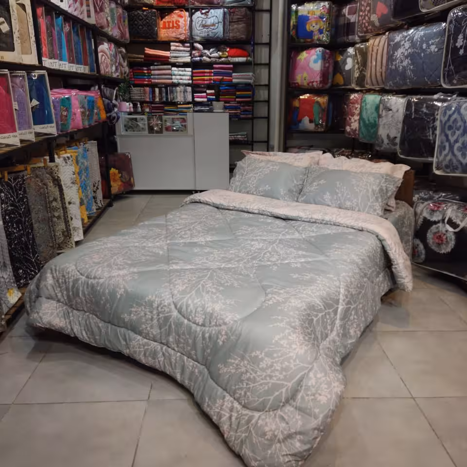سرویس رو تختی دو نفره 6 تیکه دورو طرح خوشه گندم