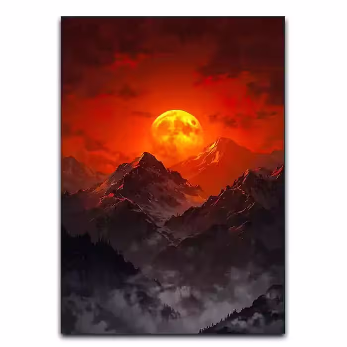 تابلو غروب کوهستانی