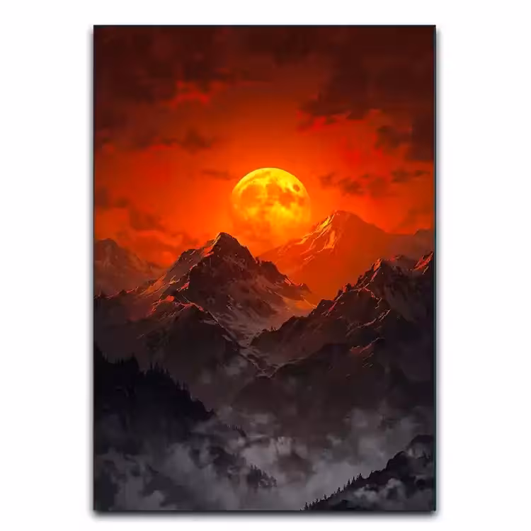 تابلو غروب کوهستانی
