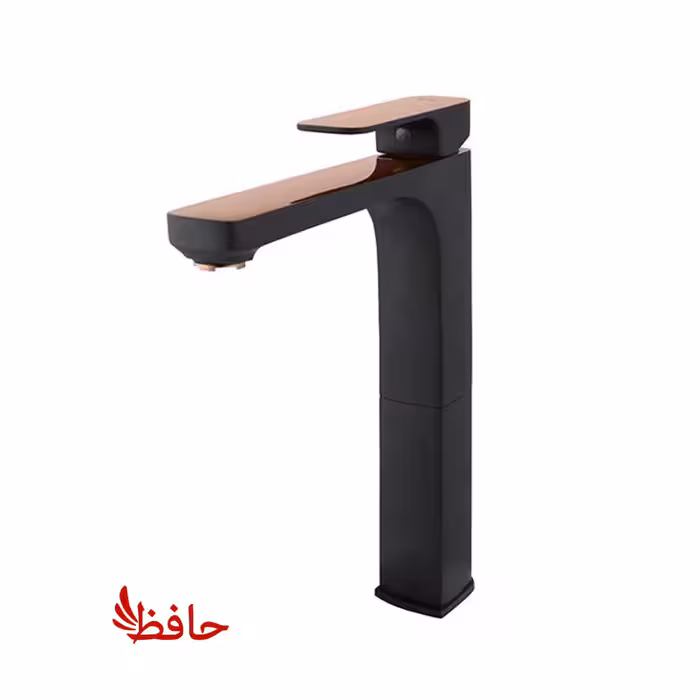 شیر روشویی پایه بلند راسان مدل گارنت مشکی رزگلد