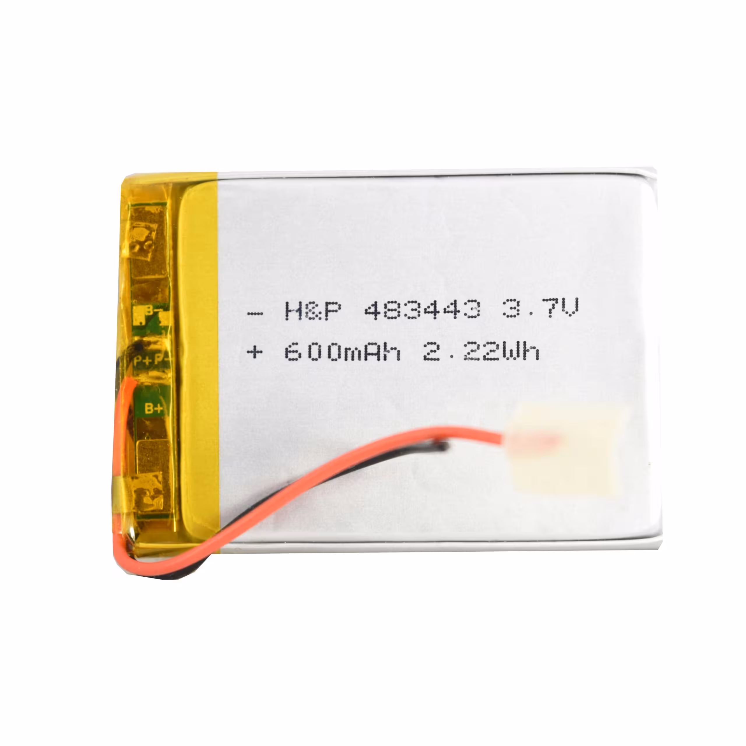 باتری لیتیوم پلیمر 3.7v ظرفیت 600mA ابعاد 483443
