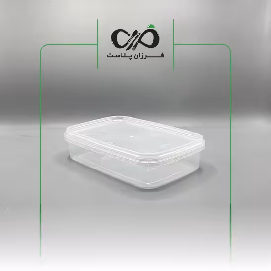 ظرف یکبار مصرف مایکروویوی مستطیل 1200cc پولاد پویش با درب بسته 10 عددی