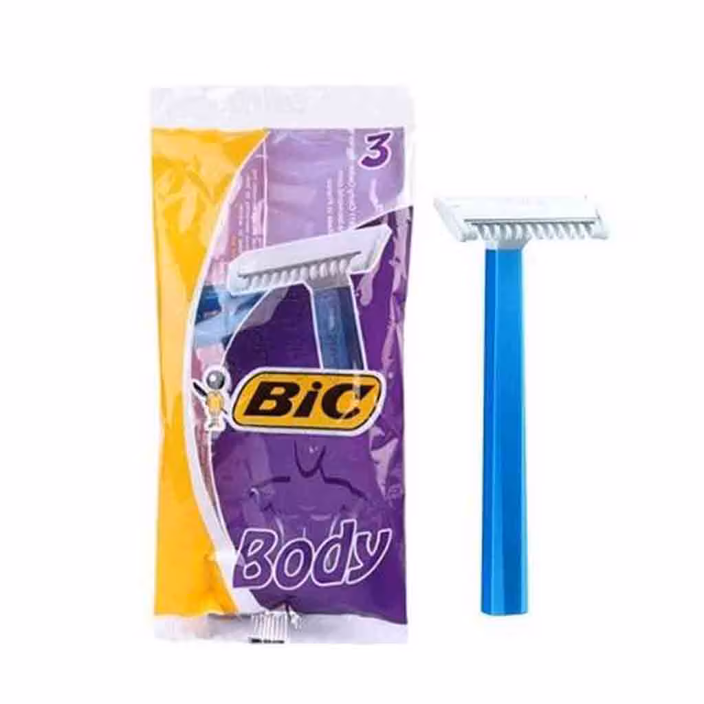خودتراش (تیغ اصلاح) فرانسوی بیک بادی BIC 3 body شانه دار ، 1 تیغه 3 عددی