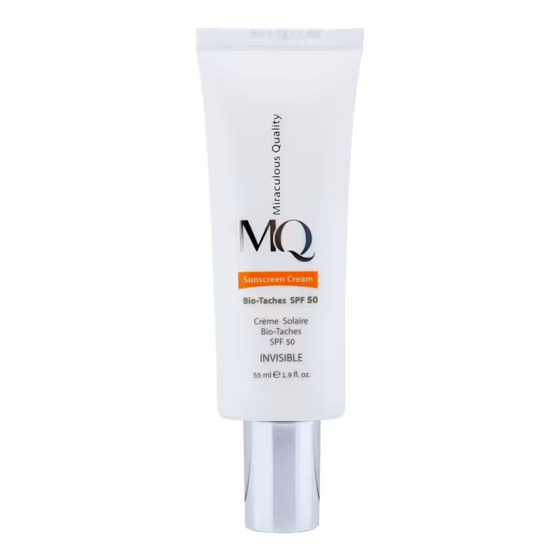 کرم ضد آفتاب و ضد لک بی رنگ ام کیو SPF 50 مدل BIO TACHES بایو تچ 55 میلی لیتر | MQ SPF 50 Bio-Taches Sunscreen Cream 55 ml