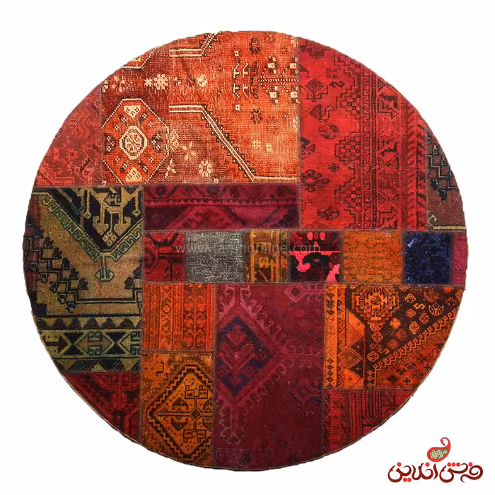 فرش گرد دستباف کلاژ کد 5074