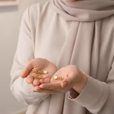 گوشواره مدل قلب طلایی . استیل 304 و میخی. کد GE014..