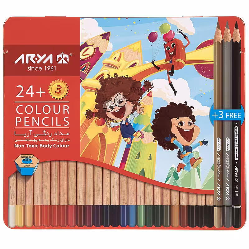 مداد رنگی 24 3 رنگ آریا مدل 3022 | چاوه