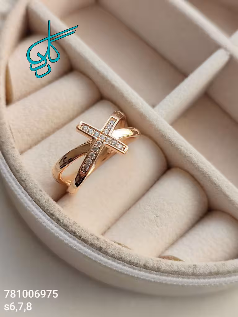 خرید انگشتر زنانه مارک ژوپینگ طرح صلیب نگین دار ظریف کیفیت عالی رنگ ثابت کد 2016413 - ردگل
