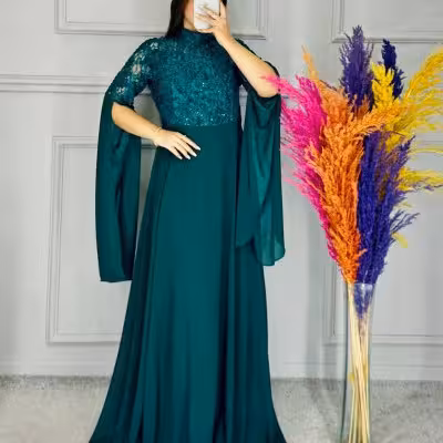 پیراهن مهمانی زنانه حریر مدل صوفی