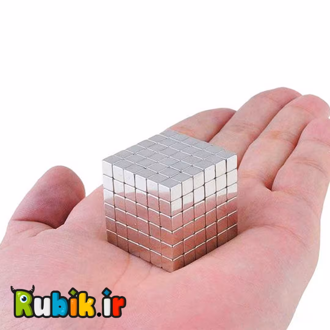 مگنت باکی بال مکعبی 5 میلیمتری نقره ای 216 تکه 216 PCS 5mm Magnetic BuckBall(square)