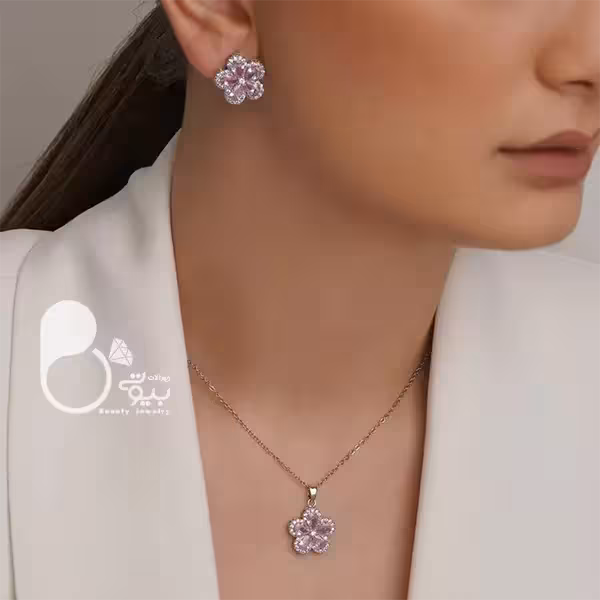 نیمست طرح گل جواهر صورتی