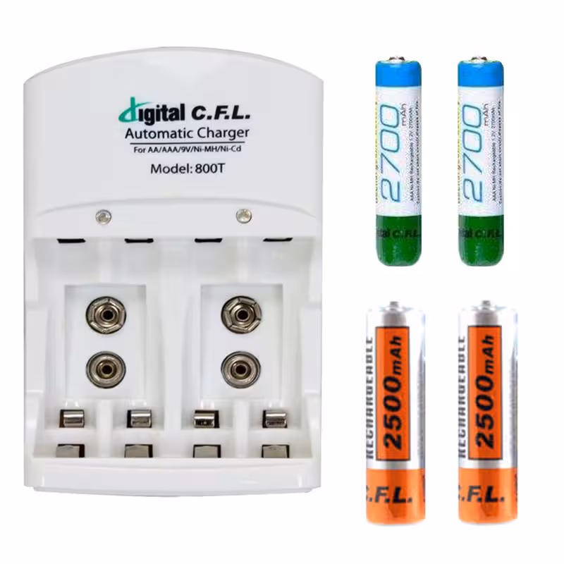 شارژر باتری سی‌ اف‌ ال مدل 800T به همراه 4 عدد باتری قابل شارژ