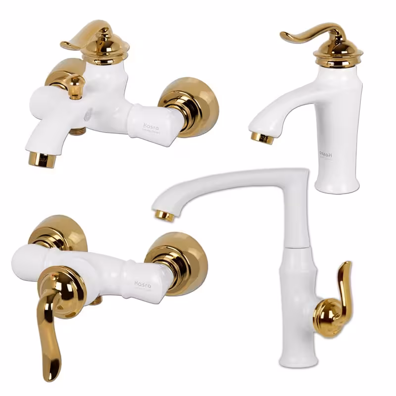 ست شیرالات کسری مدل دانوب سفید طلایی