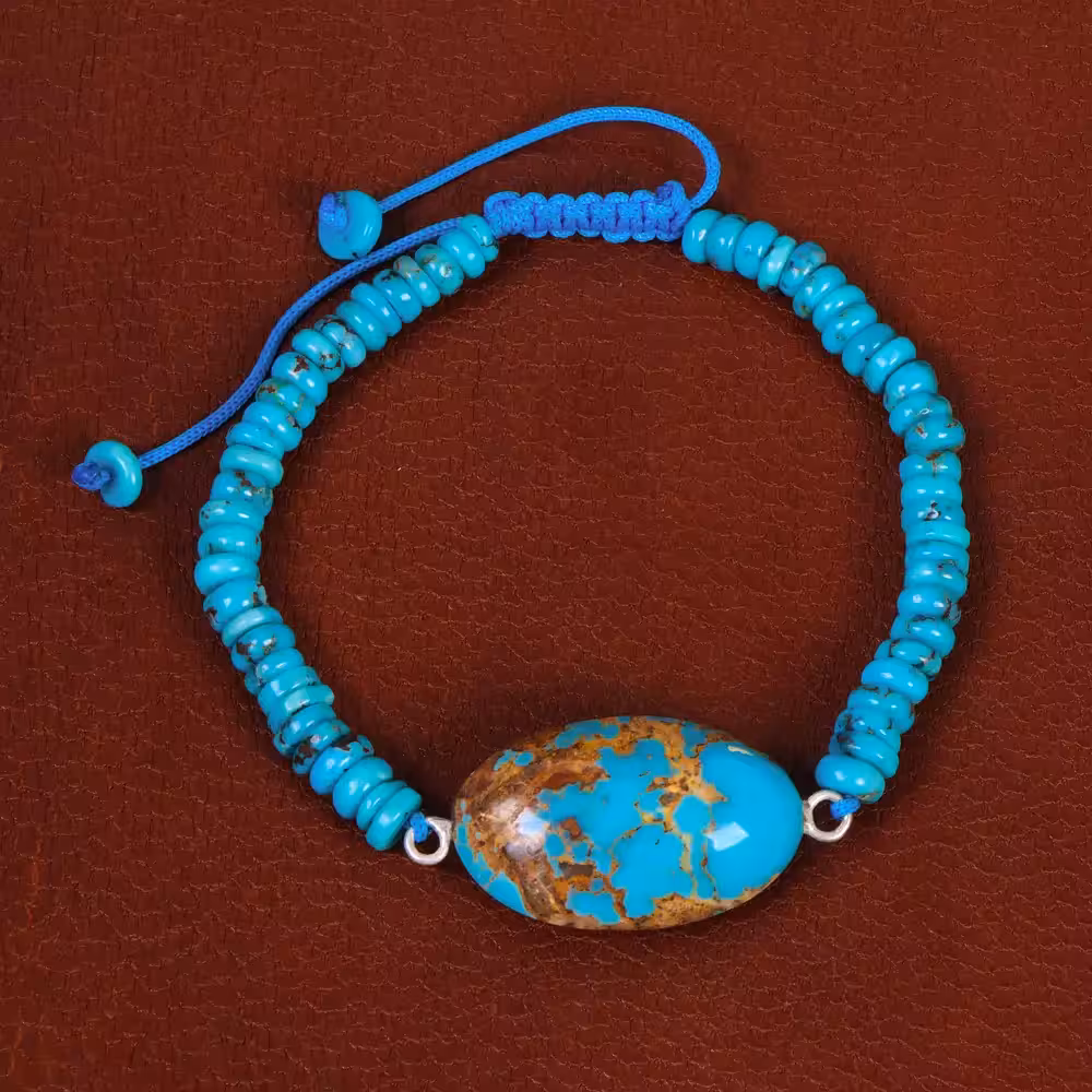 دستبند فیروزه خزامه کد 30415 - جواهری مشاهیر