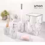 لیمون ست بهداشتی 2 جداره کلاسیک  طرح ماربل سفید کروم 4 گوش  202367