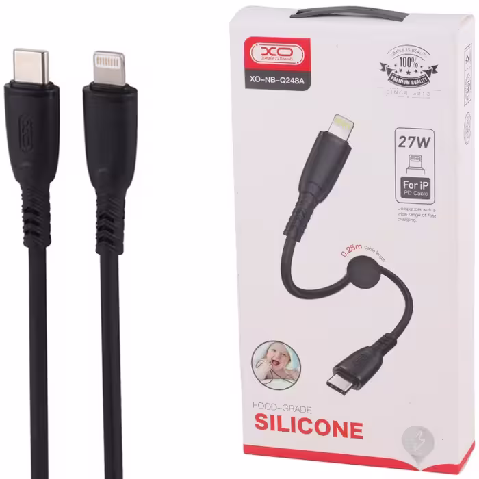 کابل کوتاه تایپ سی به لایتنینگ فست شارژ 27 وات ایکس او XO-NB-Q248A طول 25 سانتی متر