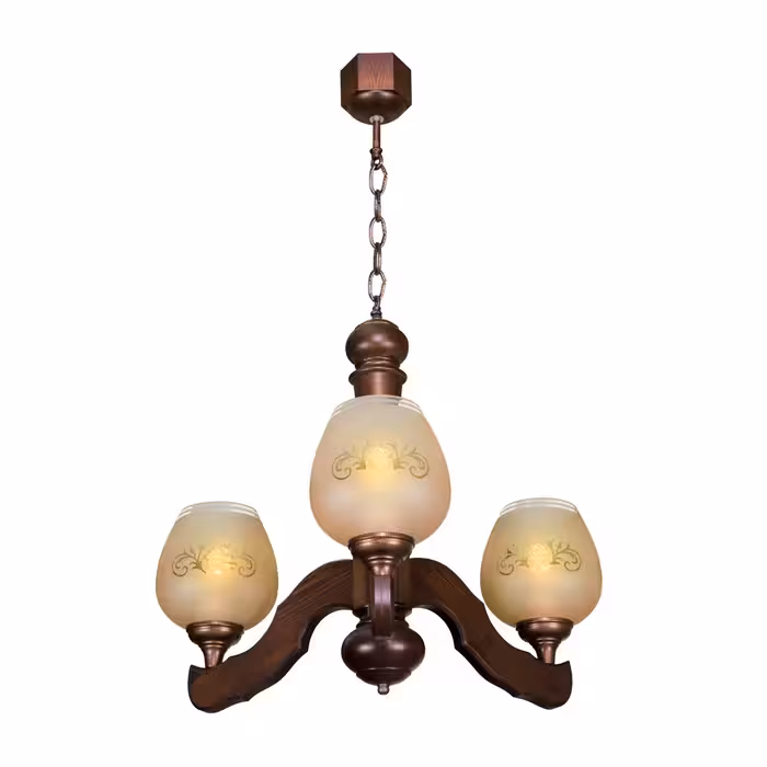 لوستر چوبی کلاسیک 3 شعله دارکار