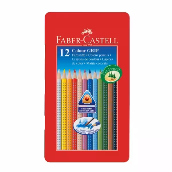مداد رنگی 12 رنگ فابر کاستل مدل GRIP 2001 Germany