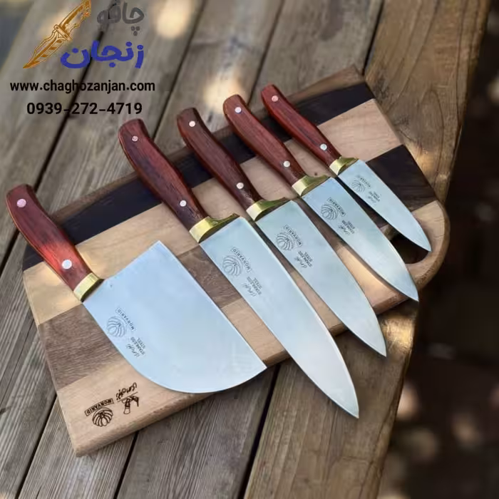 ست چاقو اشپزخانه دسته پادوک مروارید 5 پارچه ویژه جهیزیه