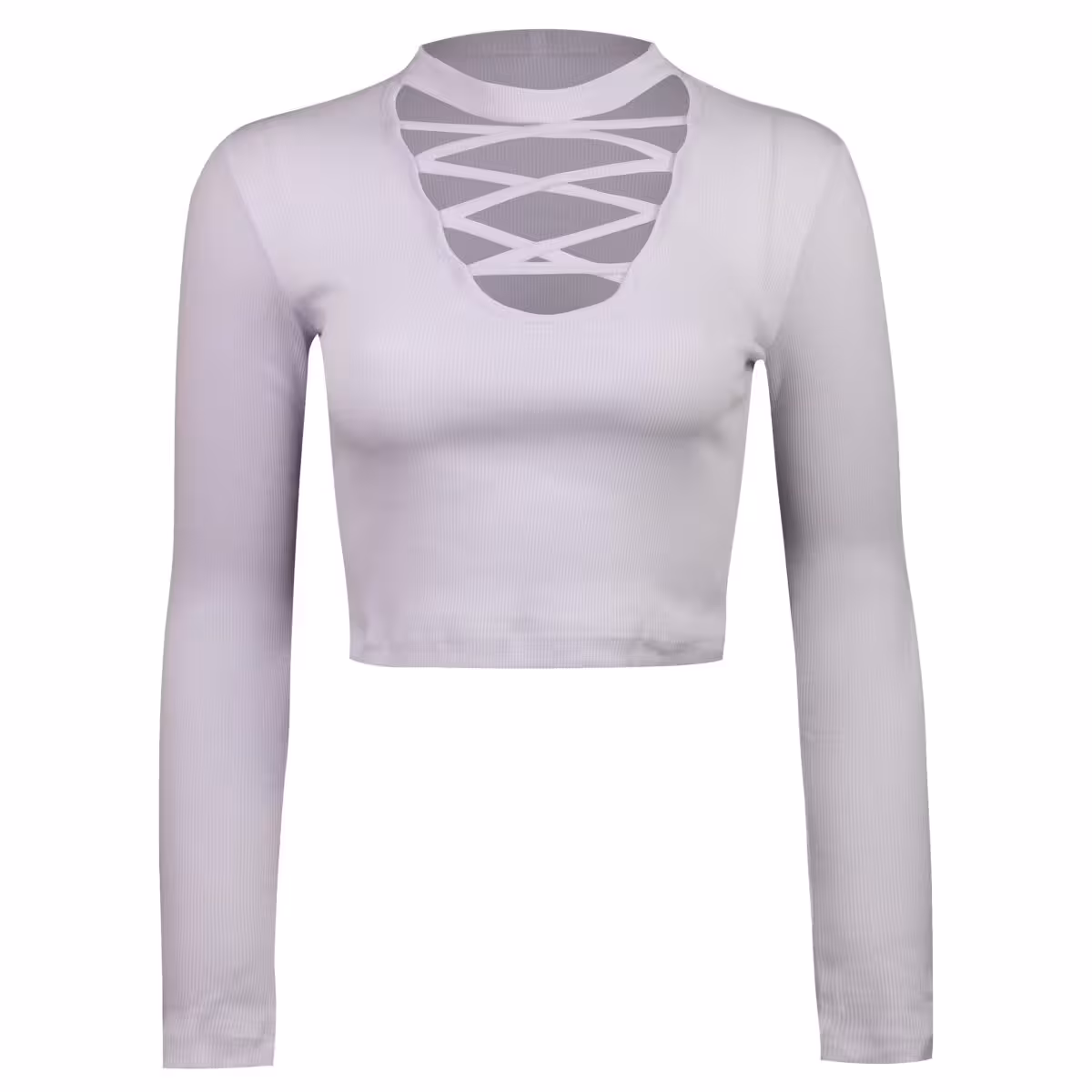 کراپ‌تی شرت آستین بلند زنانه مدل یقه ضربدری سفید کد 4721-5010