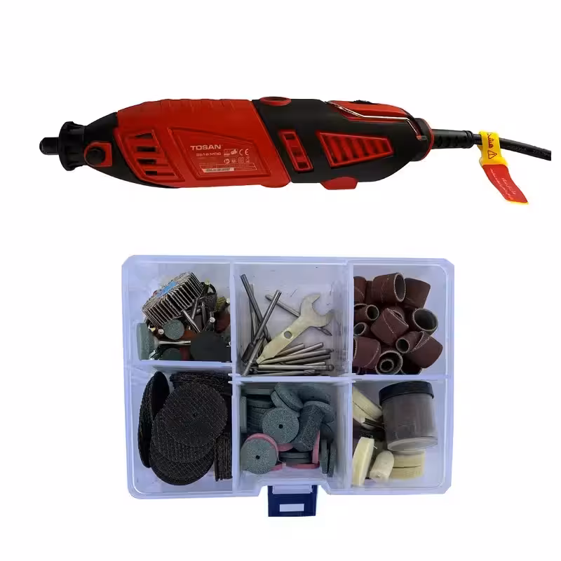 ‫ست فرز مینیاتوری 160 وات 253 پارچه )کیف برزنتی( مدل 253 ‏MDG ‏3516‬ برند توسن TOSAN کد کالا 516MDG 253